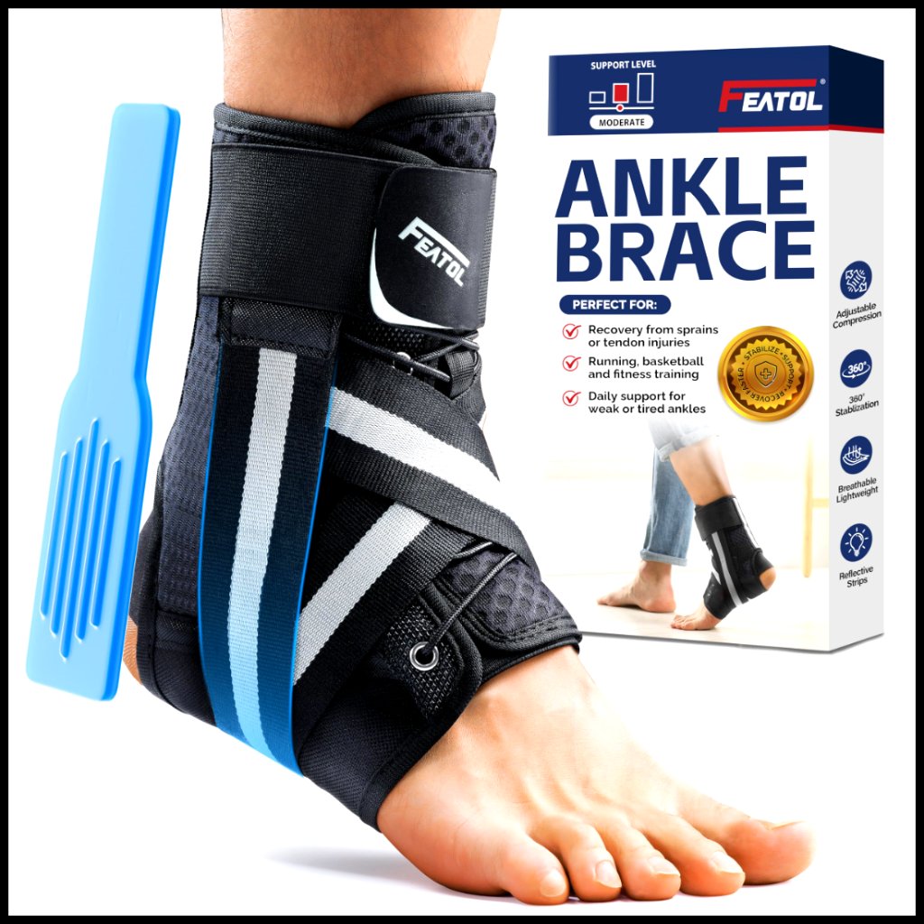 Adjustable Ankle Brace Support Stabilizer With Removable Splints Sports Recovery